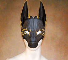 Load image into Gallery viewer, Lightweight GILDED Anubis Egyptian Deity Half Mask