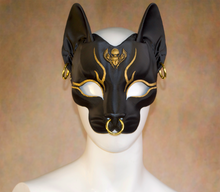 Load image into Gallery viewer, Lightweight GILDED Bastet Egyptian Deity Half Mask