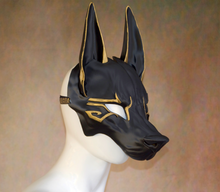 Load image into Gallery viewer, Lightweight GILDED Anubis Egyptian Deity Half Mask
