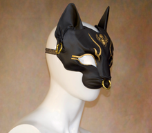 Load image into Gallery viewer, Lightweight GILDED Bastet Egyptian Deity Half Mask

