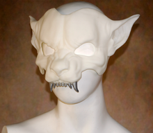 Load image into Gallery viewer, Lightweight METALLIC FANG Werewolf Cryptid Half Mask
