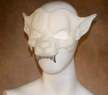 Load image into Gallery viewer, Lightweight METALLIC FANG Werewolf Cryptid Half Mask
